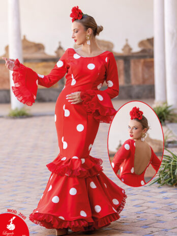 Traje de Flamenca Rojo con Lunares Blancos y Espalda Abierta [MOD 2618]